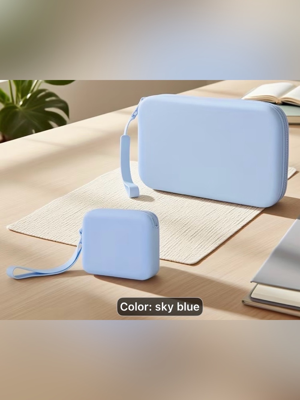 Sky Blue Silicone Travel Pouch Set
